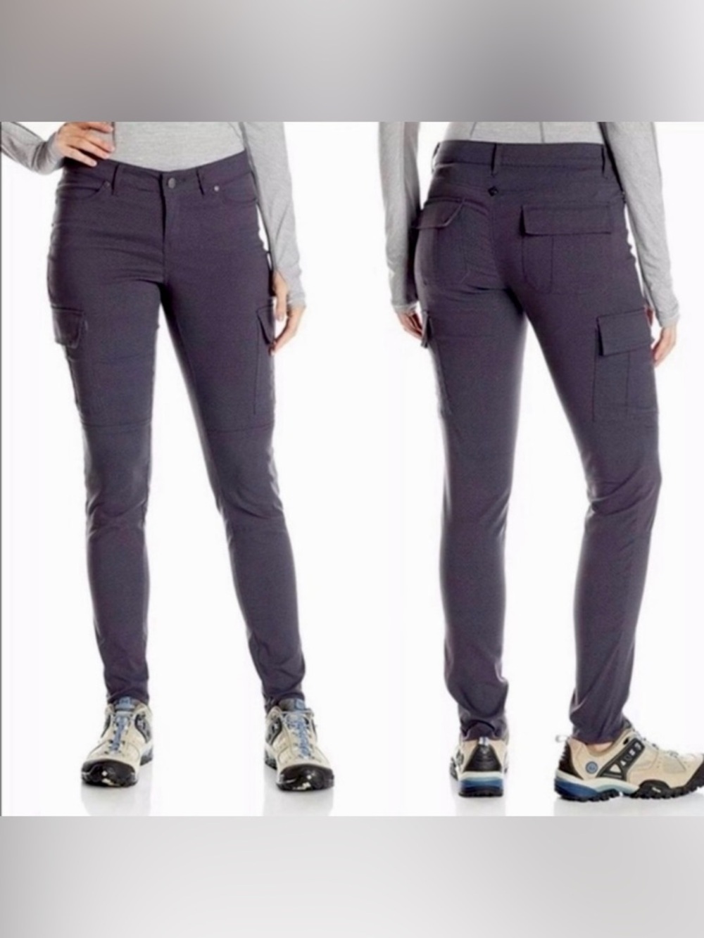 Prana Meme Cargo Skinny Pant  dark Gray Stretch Hiking Quick Dry Size 6